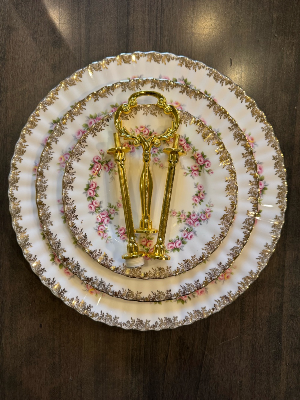 Royal Albert Dimity Rose 3-tier Dessert Stand